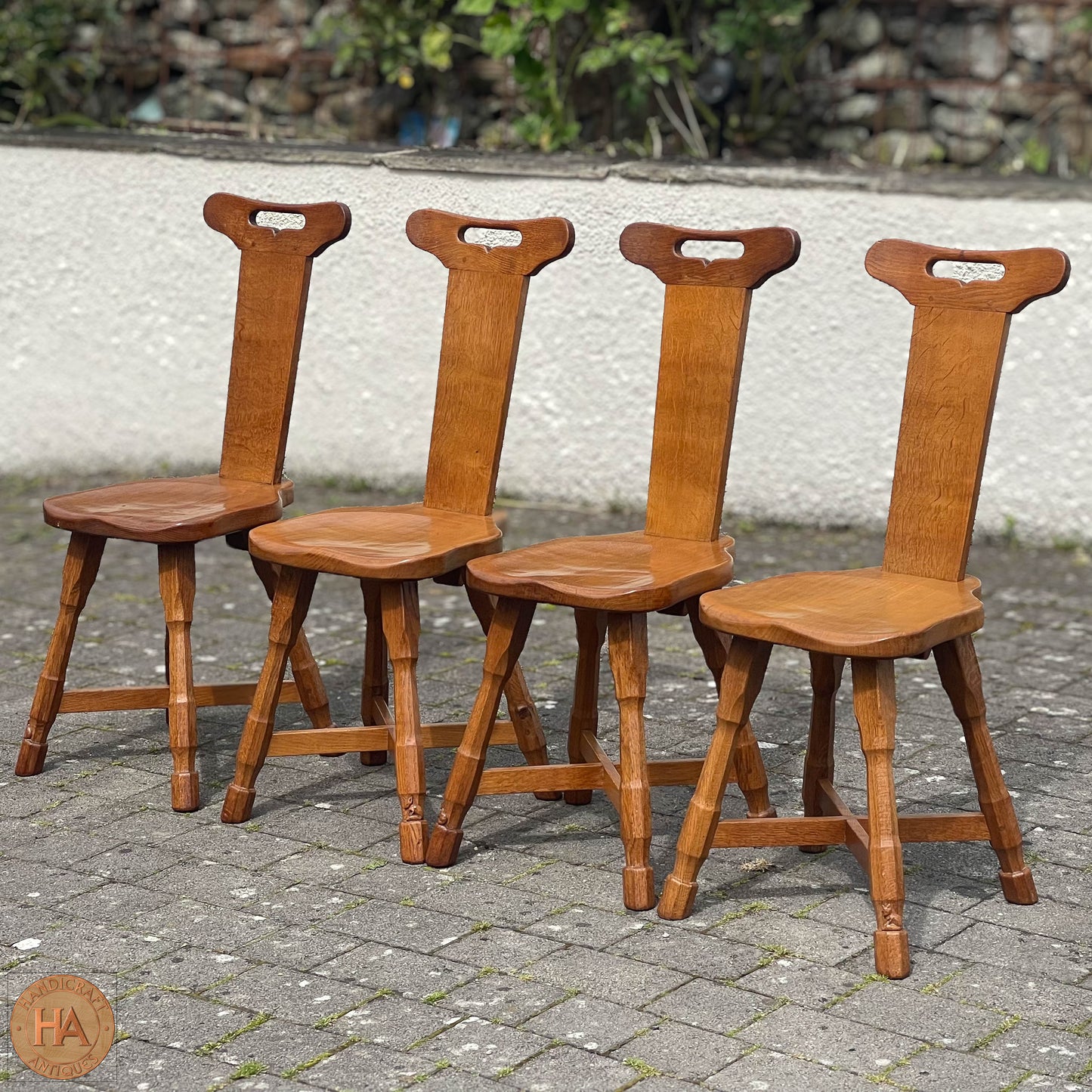 4 Don 'Foxman' Craven (Ex-Mouseman) Arts & Crafts Yorkshire School Oak Chairs