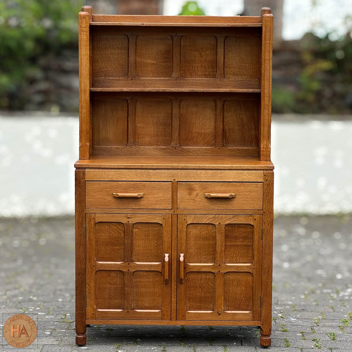 Sid Pollard [ex-Mouseman] Arts & Crafts Yorkshire School English Oak Dresser c. 1980.