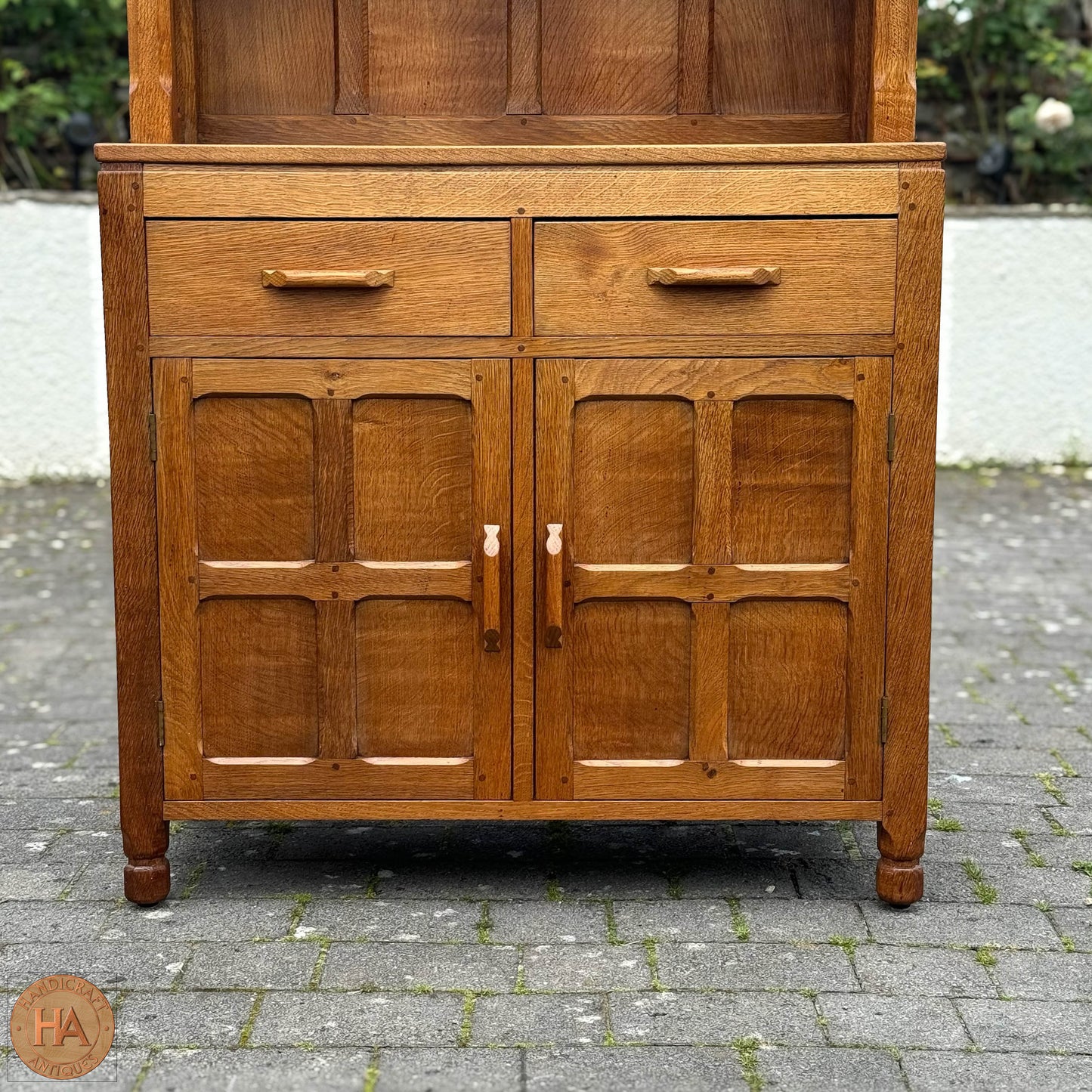 Sid Pollard [ex-Mouseman] Arts & Crafts Yorkshire School English Oak Dresser c. 1980.