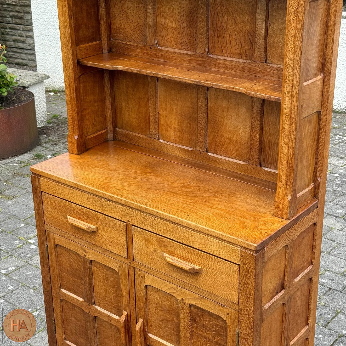 Sid Pollard [ex-Mouseman] Arts & Crafts Yorkshire School English Oak Dresser c. 1980.