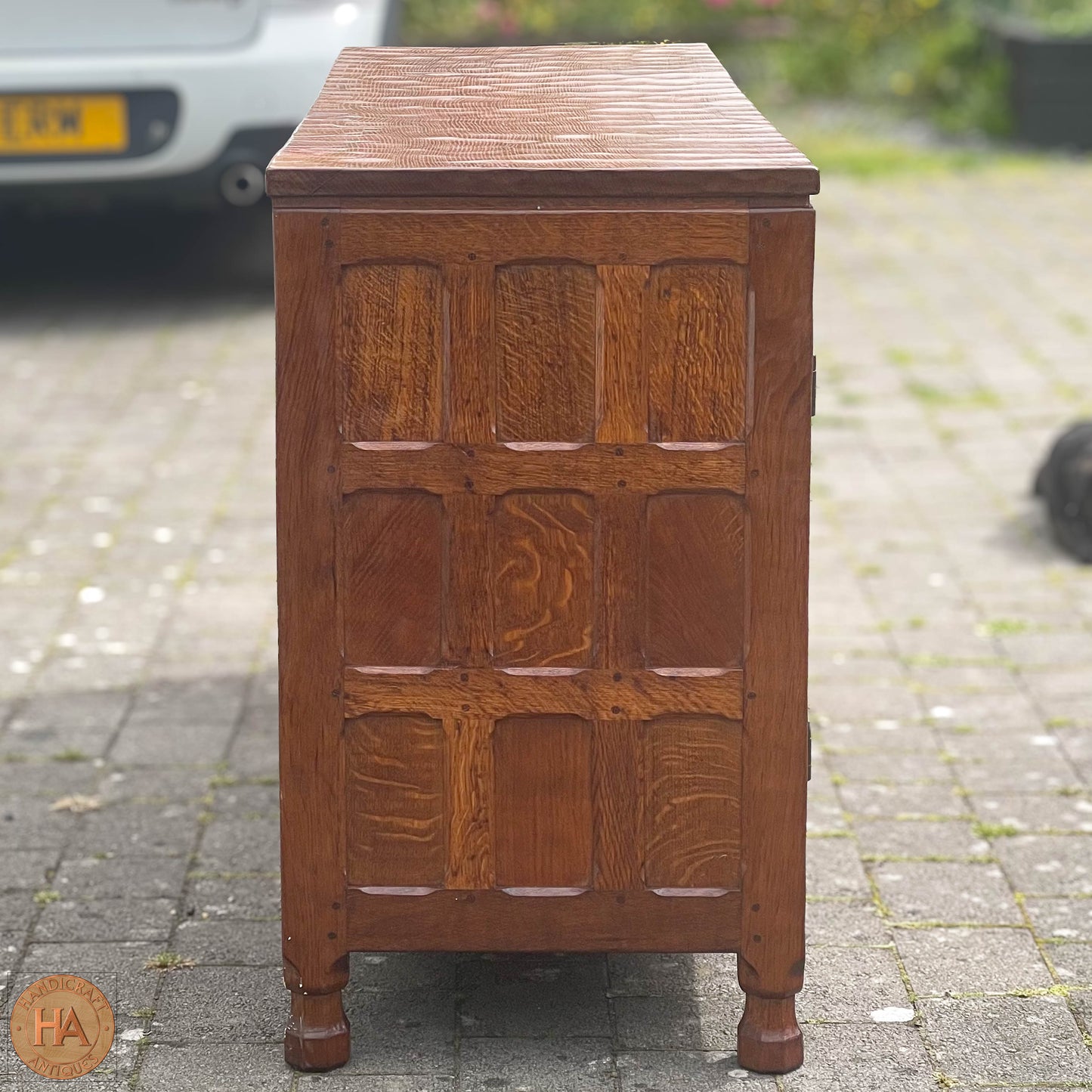 Sid Pollard [ex-Mouseman] Arts & Crafts Yorkshire School English Oak Sideboard c 1980.