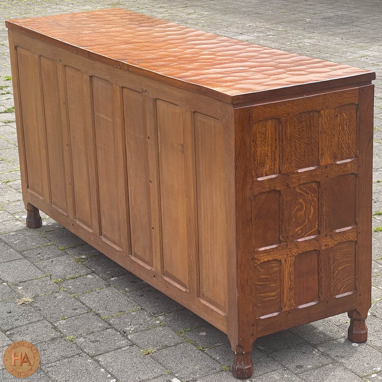 Sid Pollard [ex-Mouseman] Arts & Crafts Yorkshire School English Oak Sideboard c 1980.