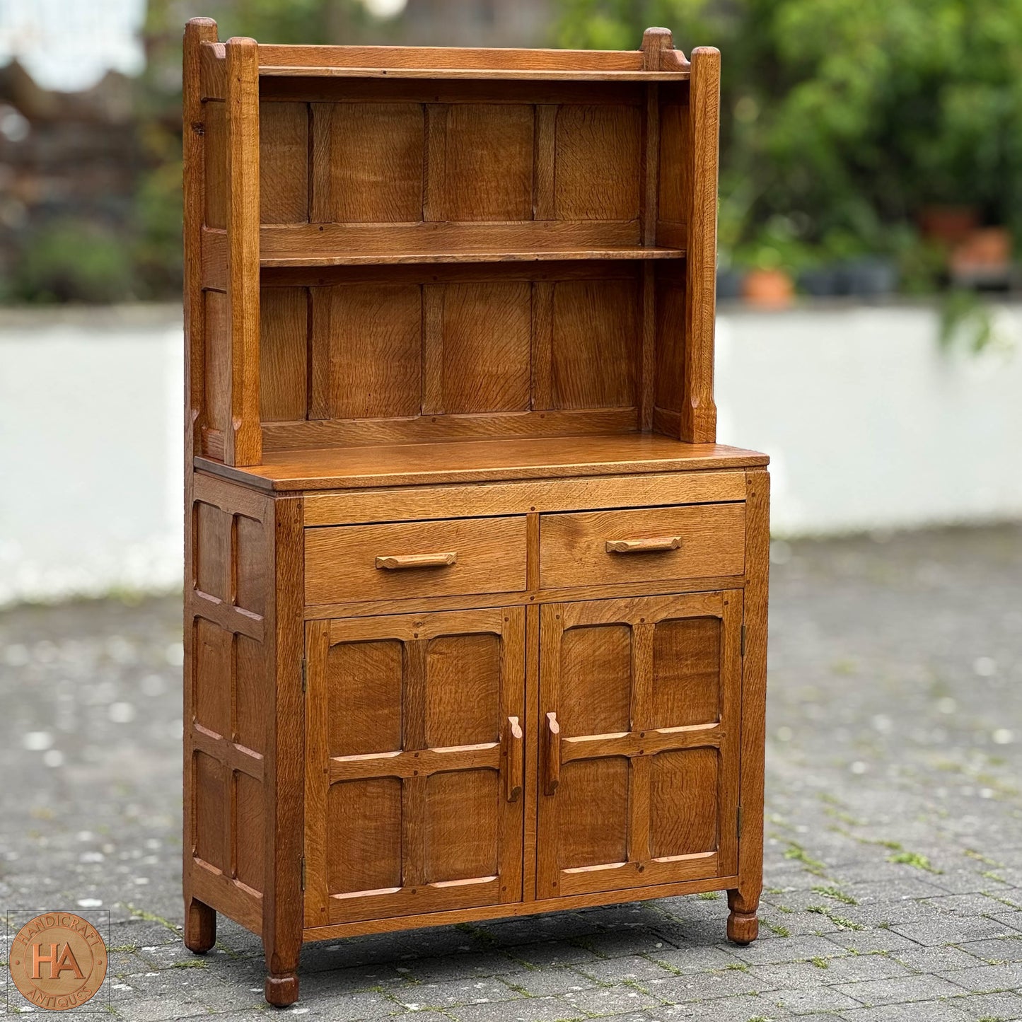 Sid Pollard [ex-Mouseman] Arts & Crafts Yorkshire School English Oak Dresser c. 1980.