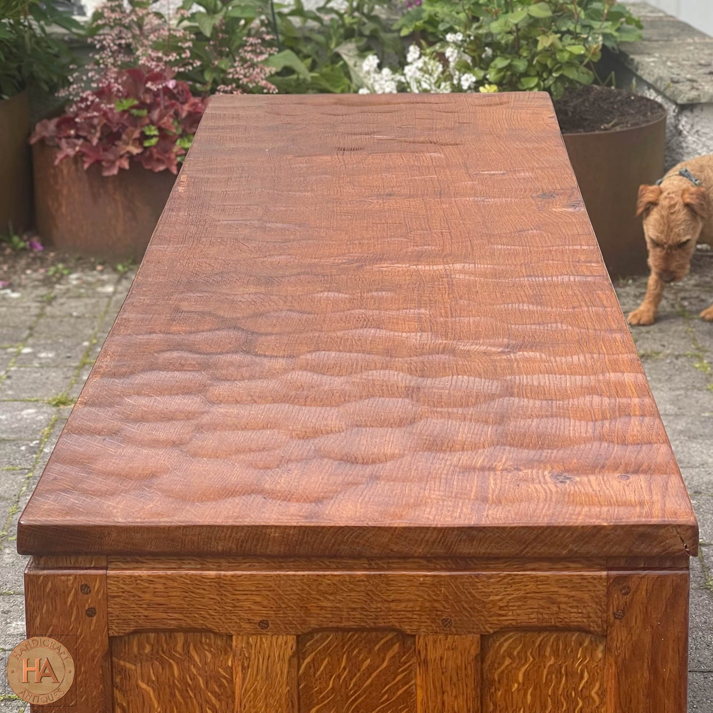 Sid Pollard [ex-Mouseman] Arts & Crafts Yorkshire School English Oak Sideboard c 1980.