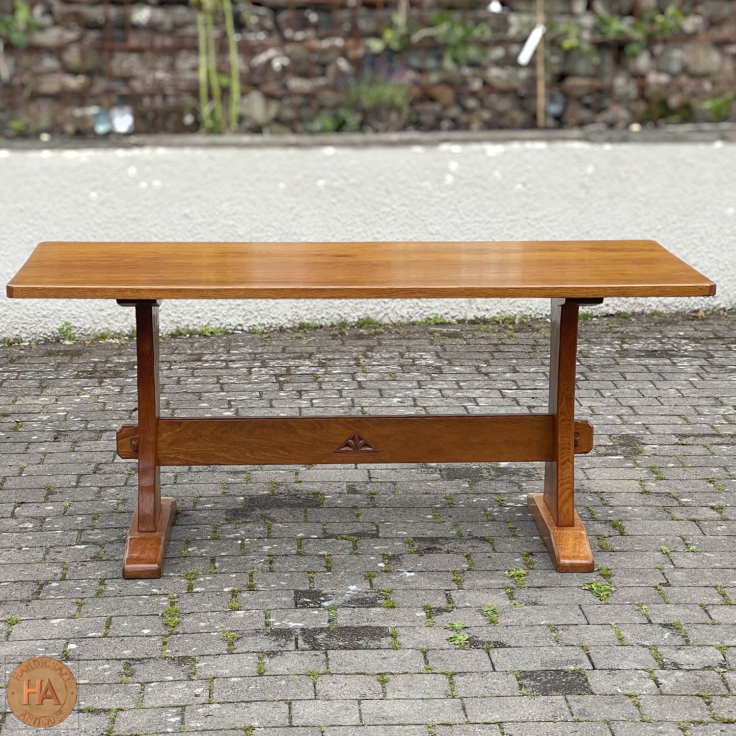 Robert 'Kingpost' Ingham Arts & Crafts Yorkshire School English Oak Dining Table c. 1970.