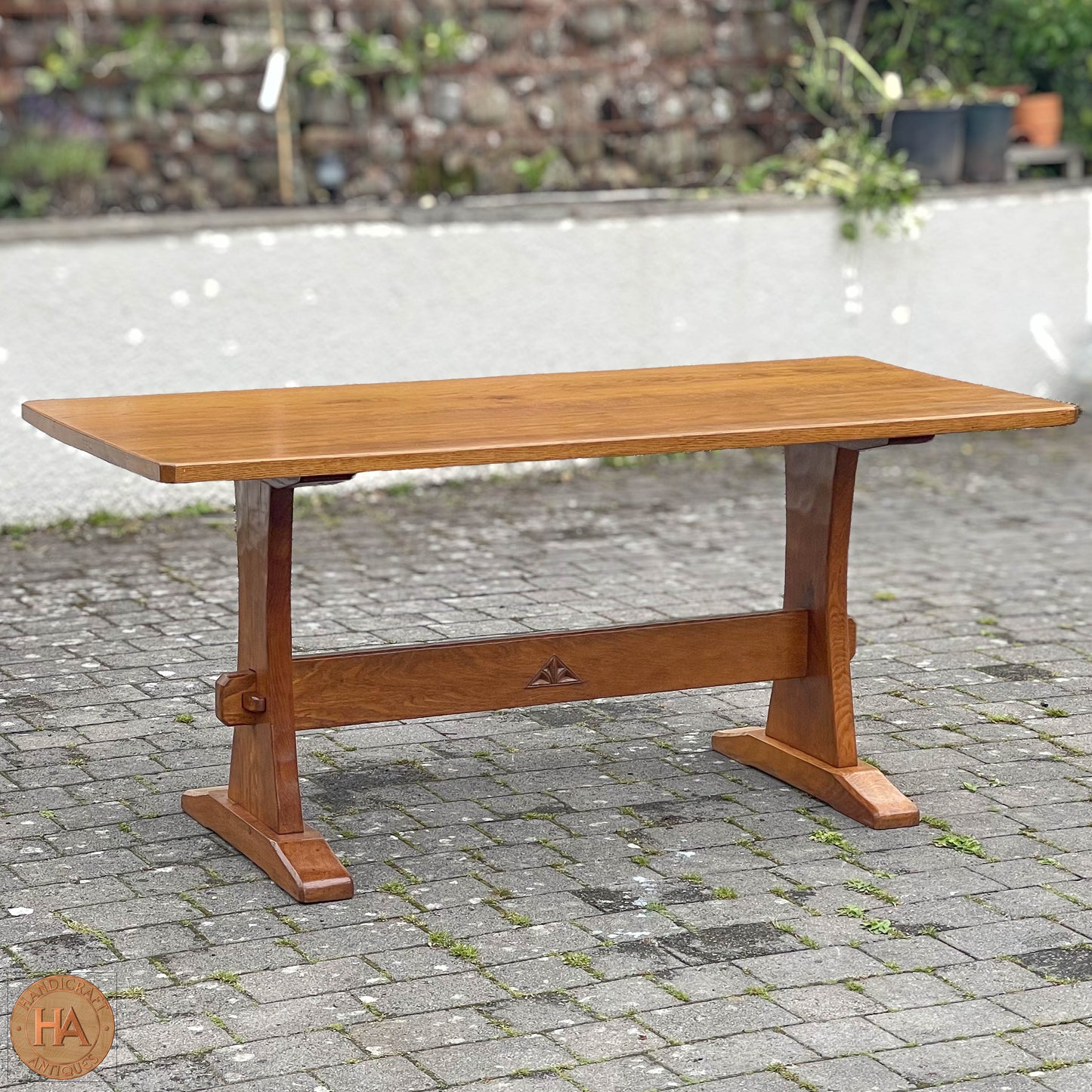 Robert 'Kingpost' Ingham Arts & Crafts Yorkshire School English Oak Dining Table c. 1970.