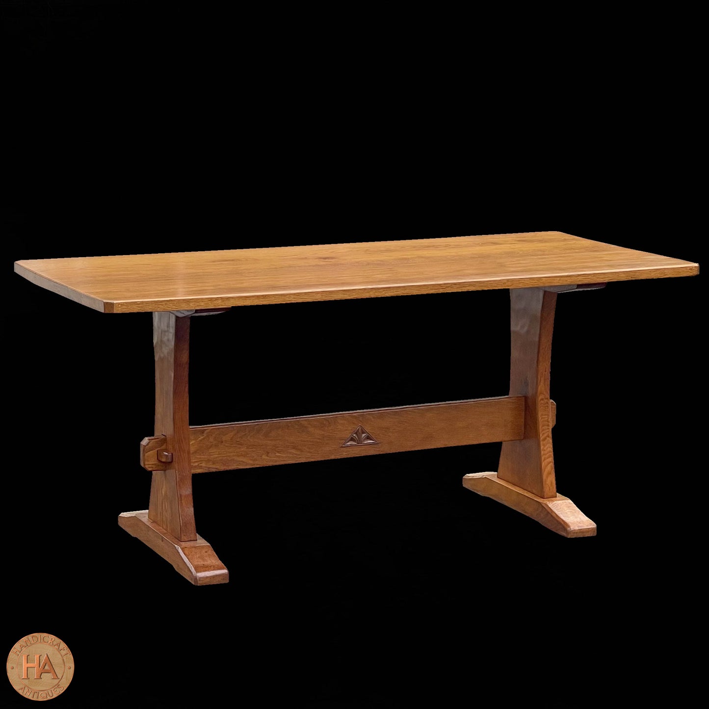 Robert 'Kingpost' Ingham Arts & Crafts Yorkshire School English Oak Dining Table c. 1970.