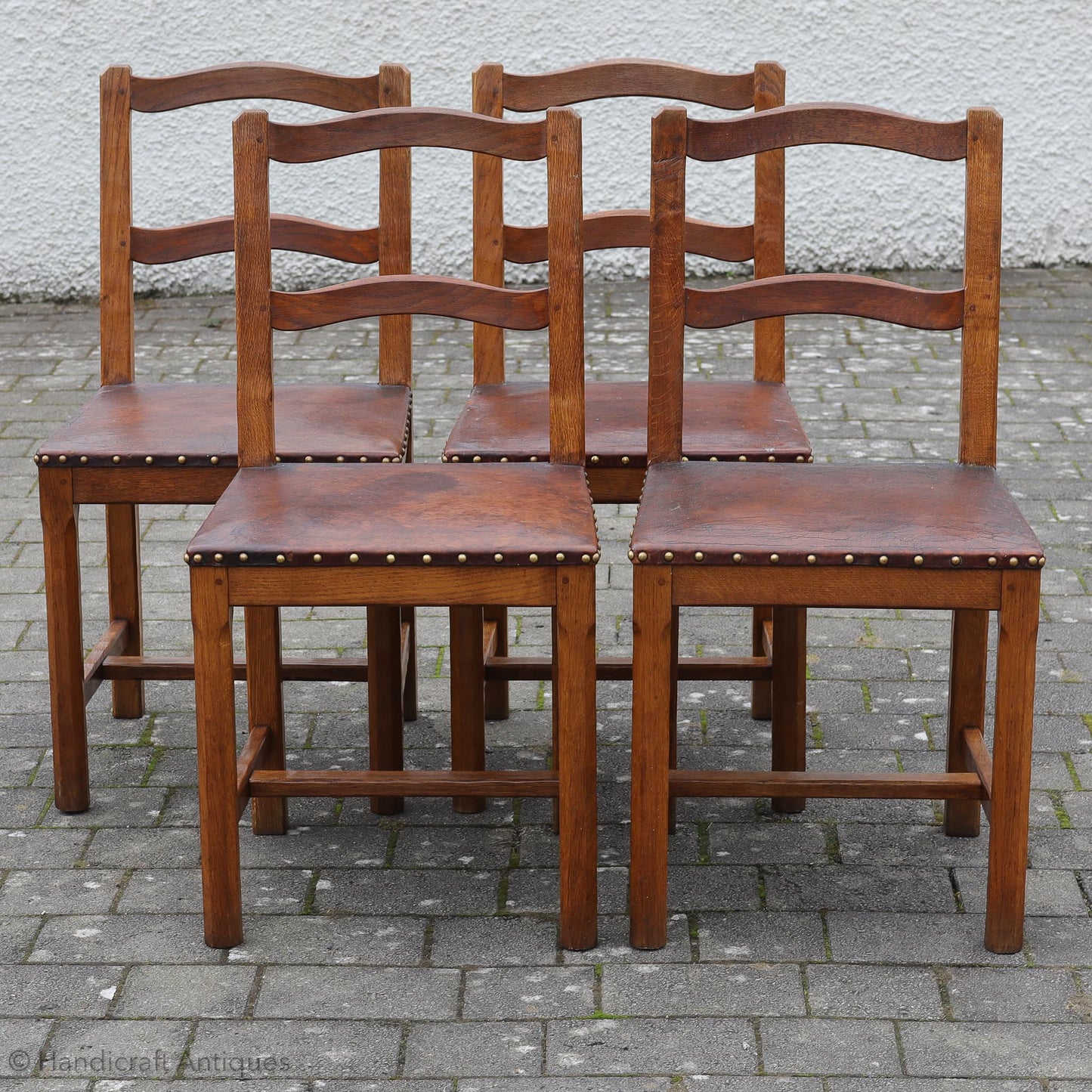 Set of 4 Acornman (Ex-Mouseman) Arts & Crafts Yorkshire School English Oak Chairs