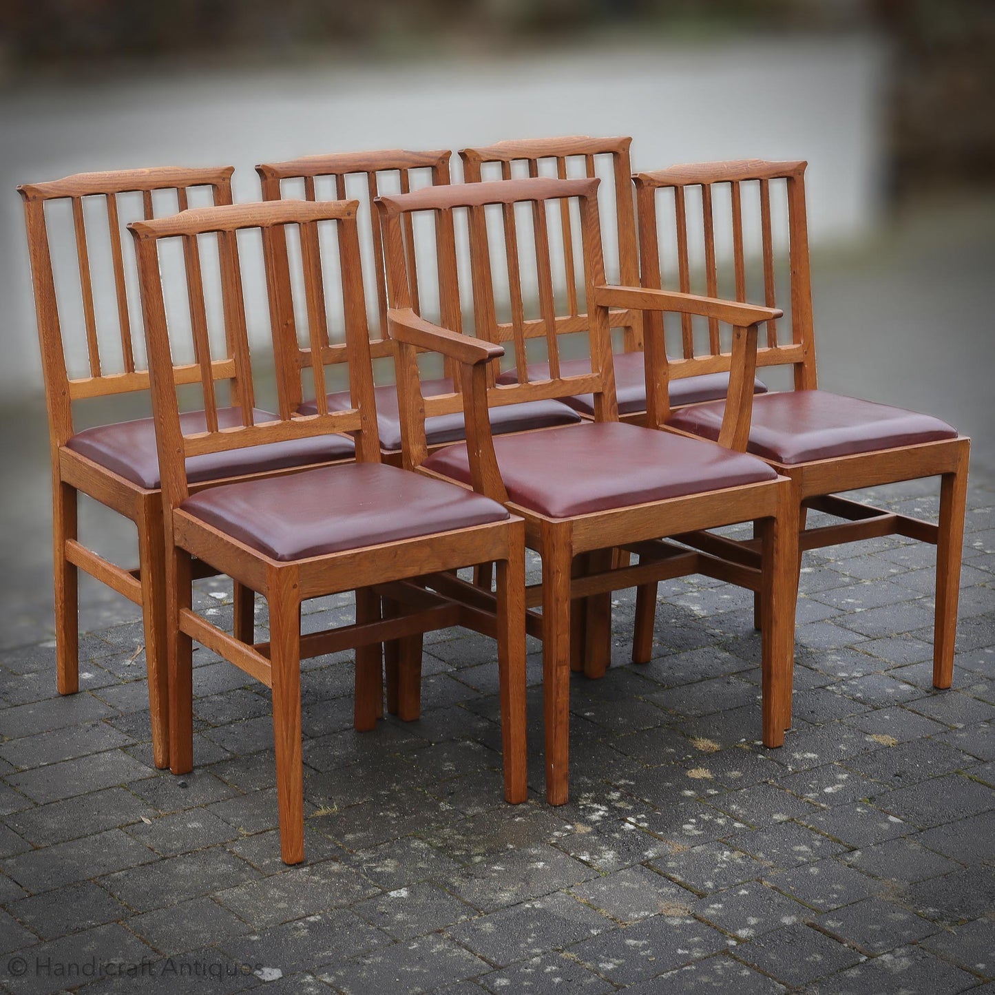 Set of 6 Acornman (Ex-Mouseman) Arts & Crafts Yorkshire School Oak Chairs