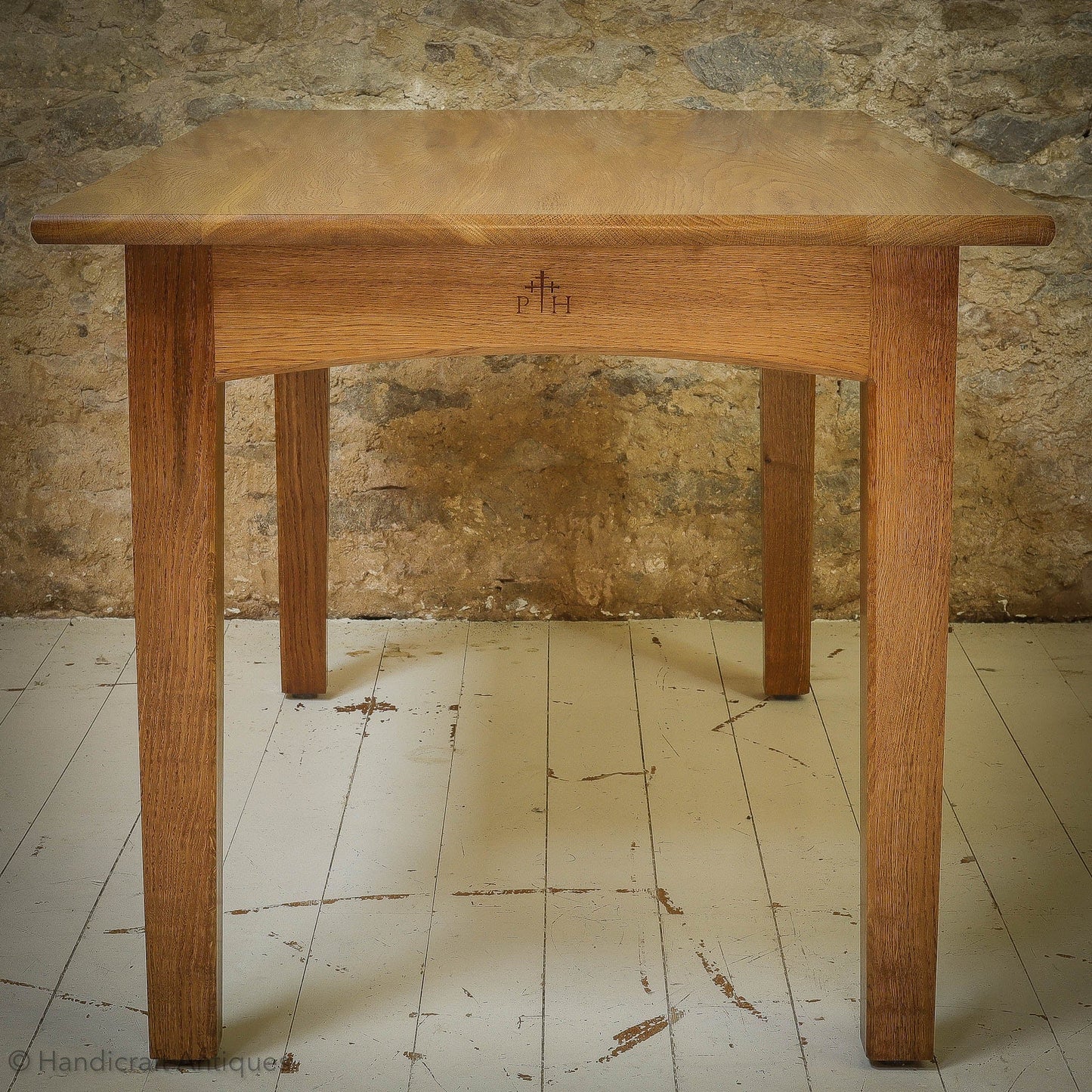 Peter Hall of Staveley Arts & Crafts Lakes School Arched Rail Oak Dining Table
