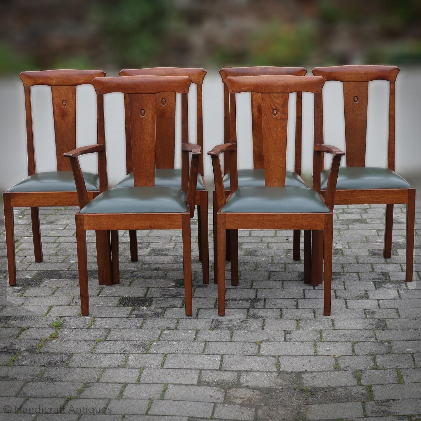 Set of 6 Acornman  (Ex-Mouseman) Arts & Crafts Yorkshire School English Oak Chairs