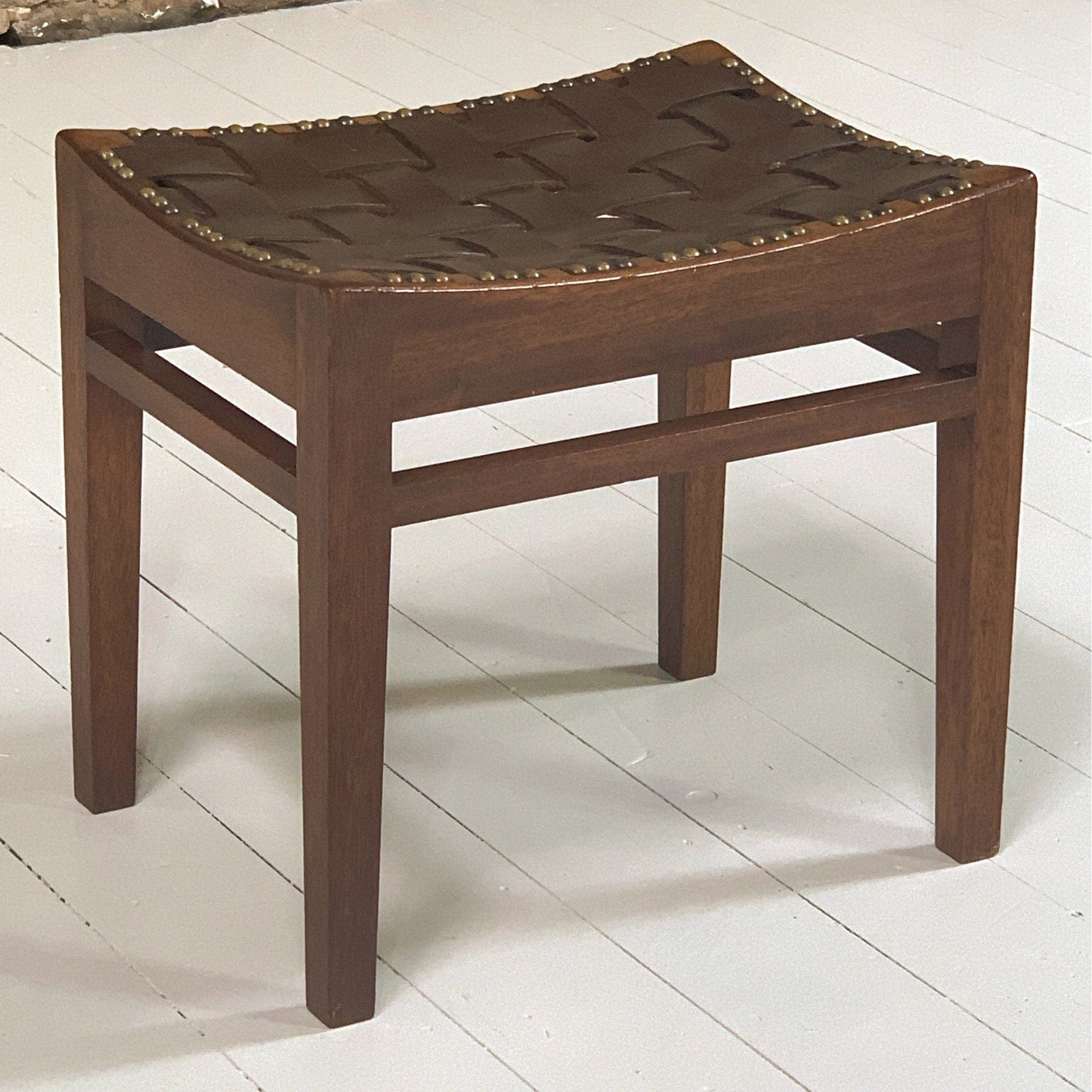  Arts and Crafts Lakes School Leather Stool by Arthur Simpson of Kendal