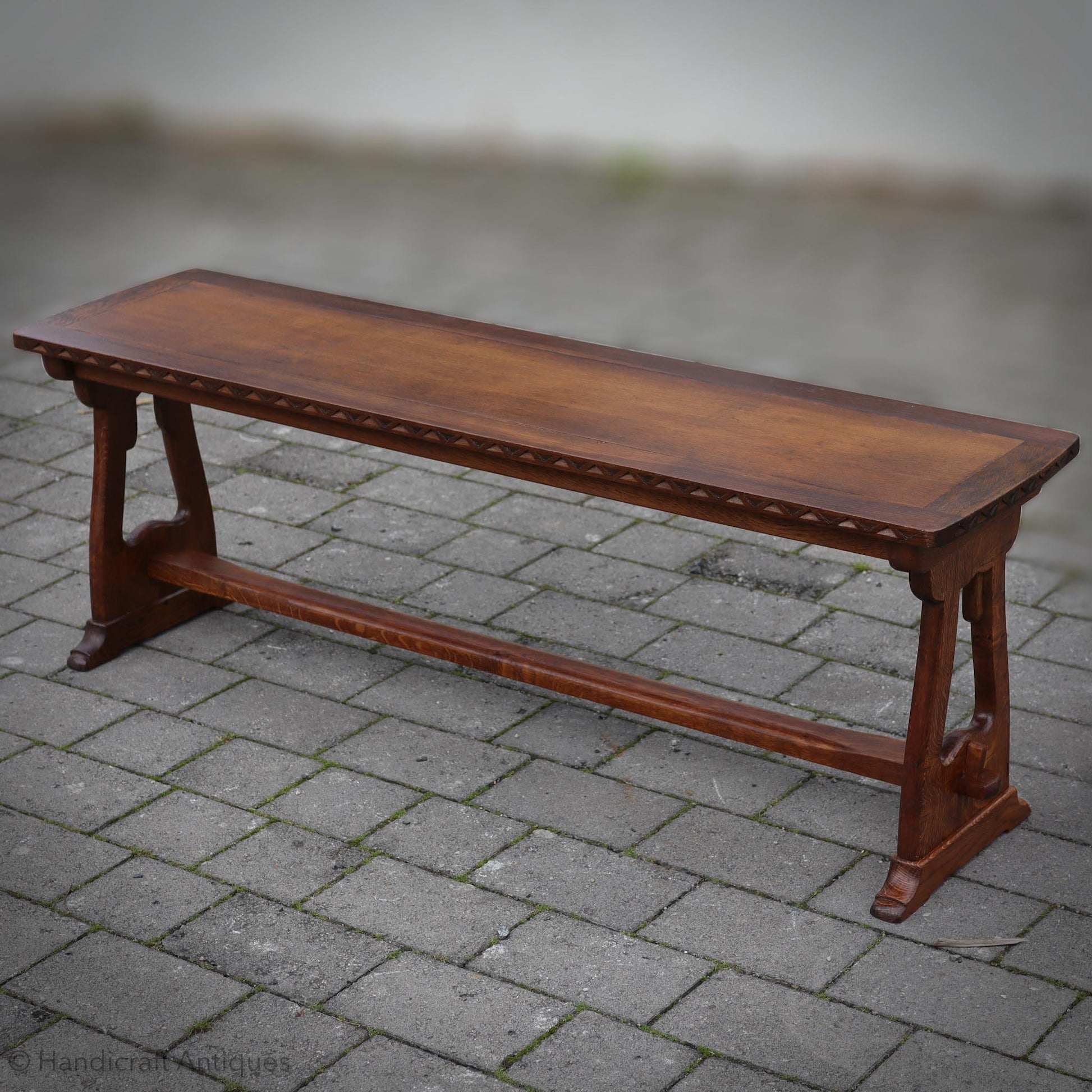  Arts & Crafts Cotswold School English Oak Dining Table and Benches
