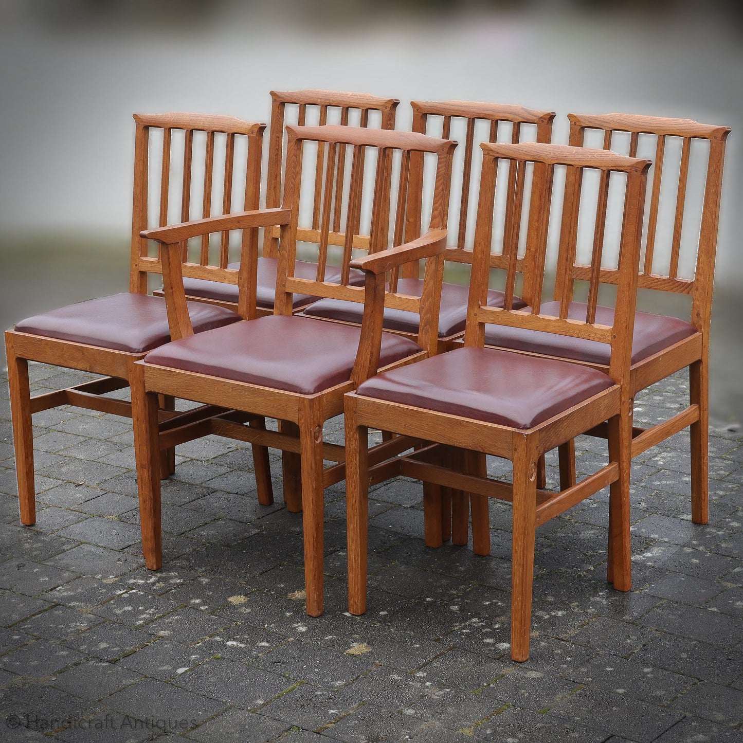 Set of 6 Acornman (Ex-Mouseman) Arts & Crafts Yorkshire School Oak Chairs