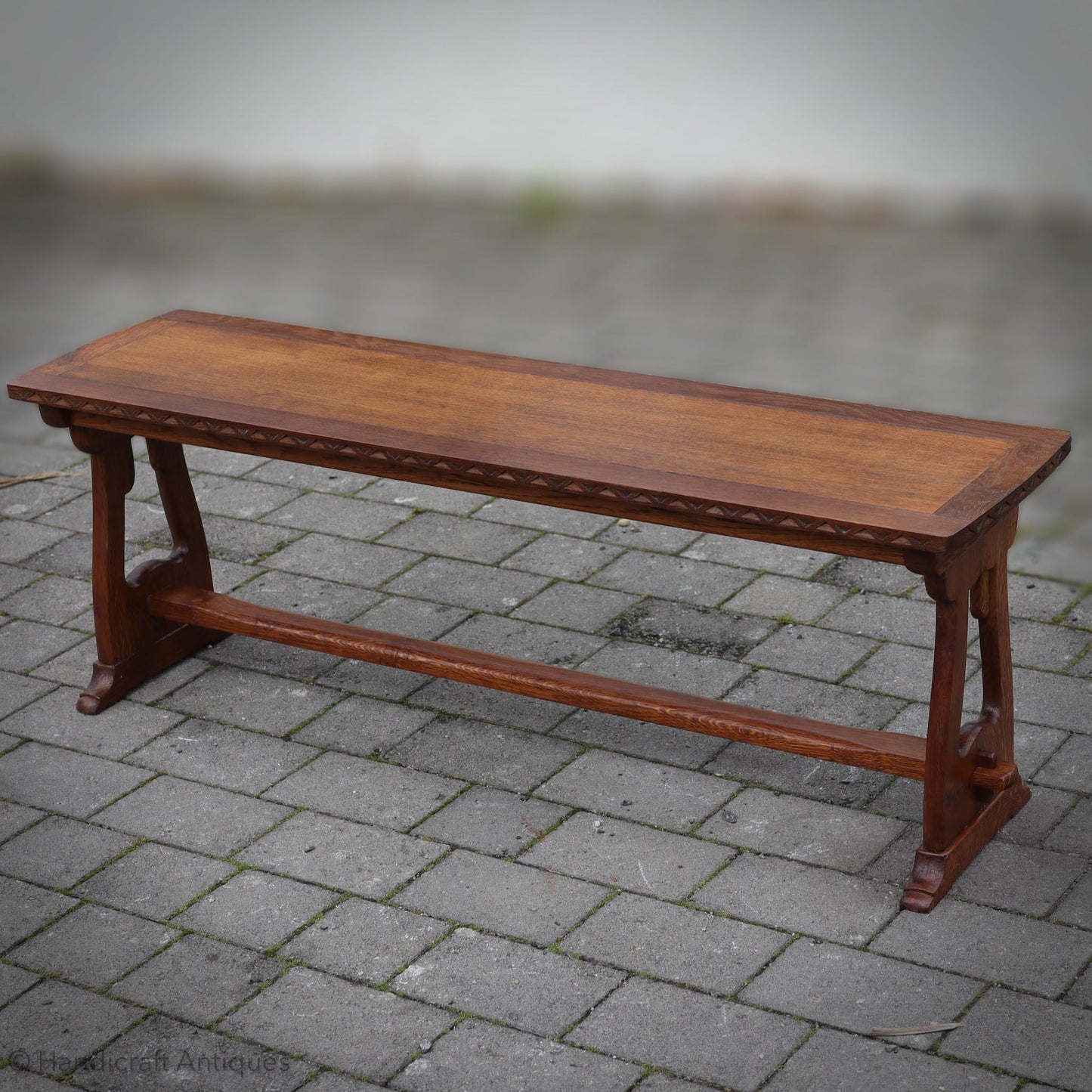  Arts & Crafts Cotswold School English Oak Dining Table and Benches