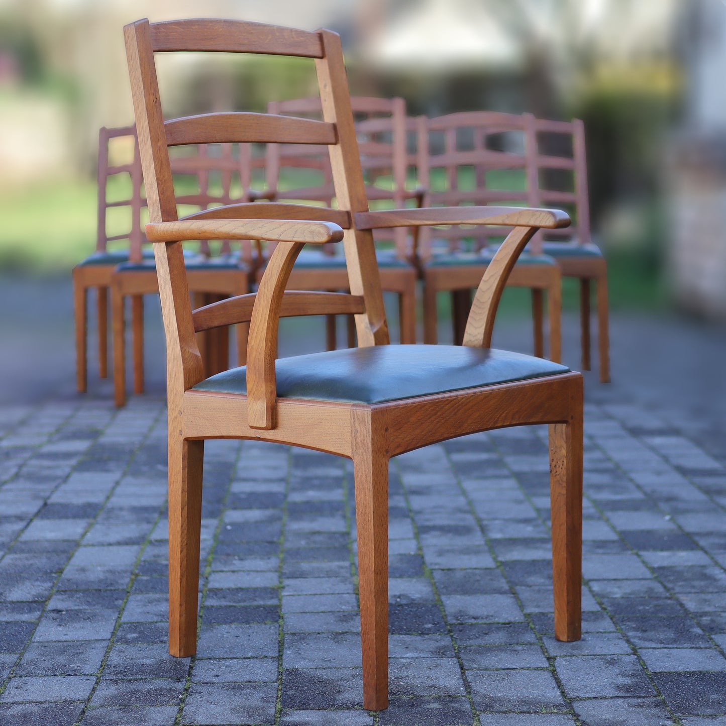 Set of 8 Peter Hall of Staveley Arts & Crafts Lakes School English Oak Chairs