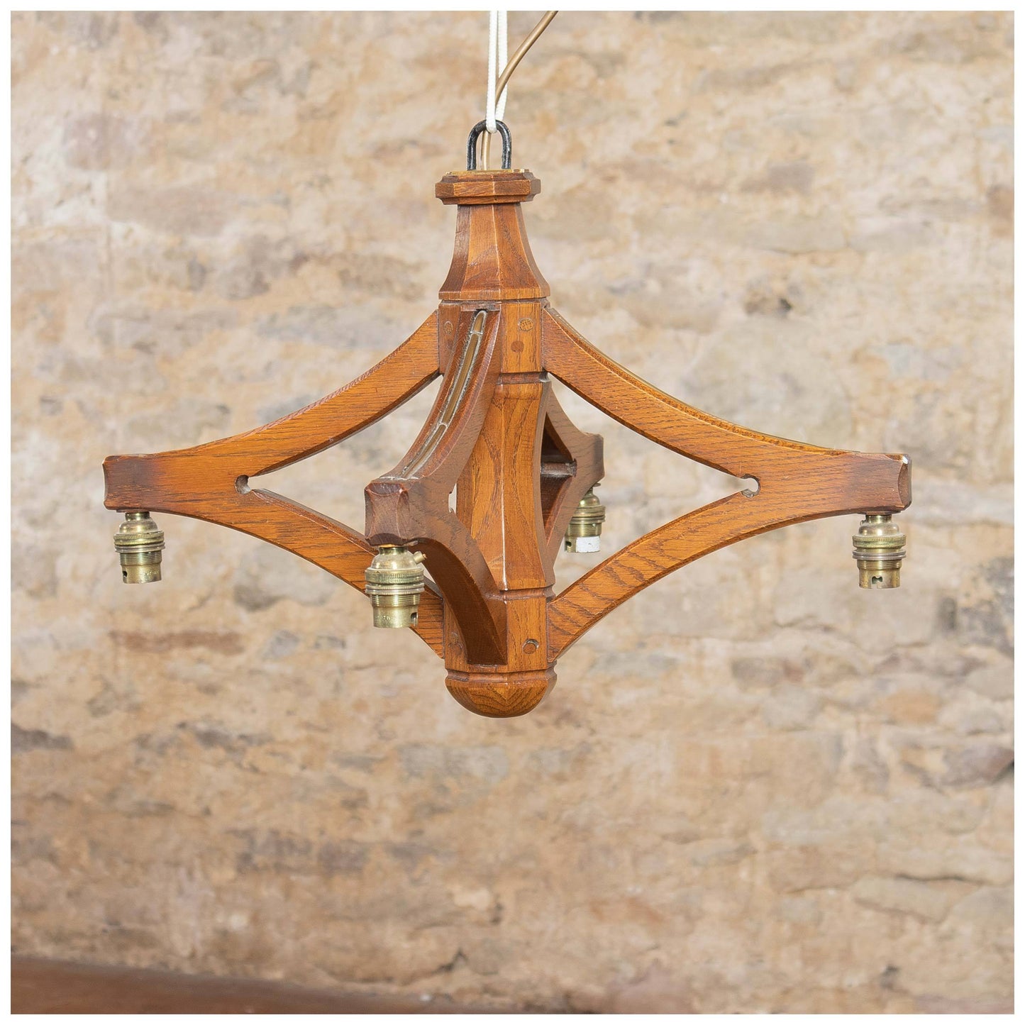 Acornman (Ex-Mouseman) Arts & Crafts Yorkshire School English Oak Ceiling Lamp