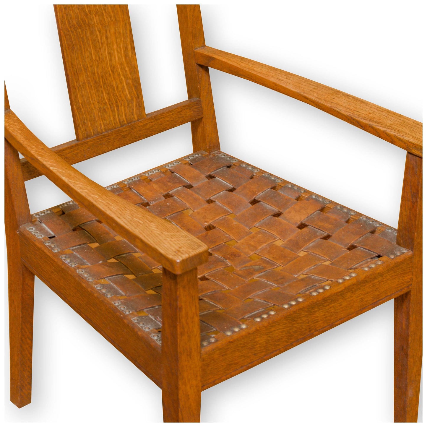 Arthur W Simpson (The Handicrafts, Kendal) Arts & Crafts Oak and Leather Armchair