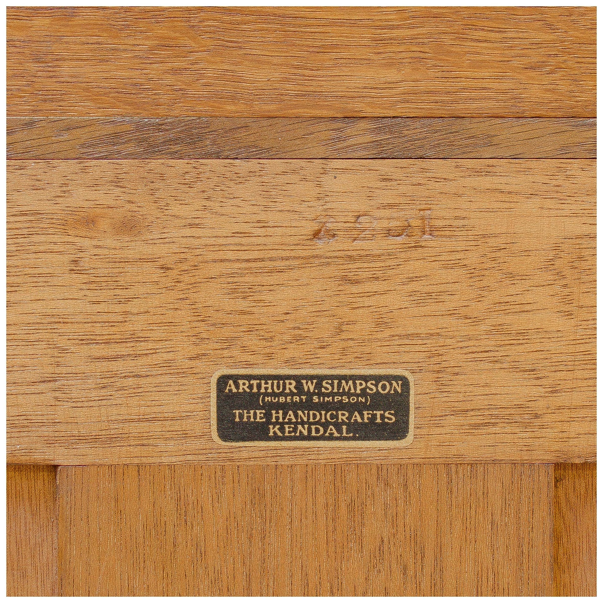 Arthur W Simpson (The Handicrafts) Arts & Crafts English Oak Sideboard c. 1930