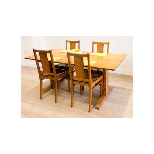 Arthur W Simpson (The Handicrafts, Kendal) Arthur W. Simpson Arts Crafts Solid Oak Dining Table and 4 Chairs