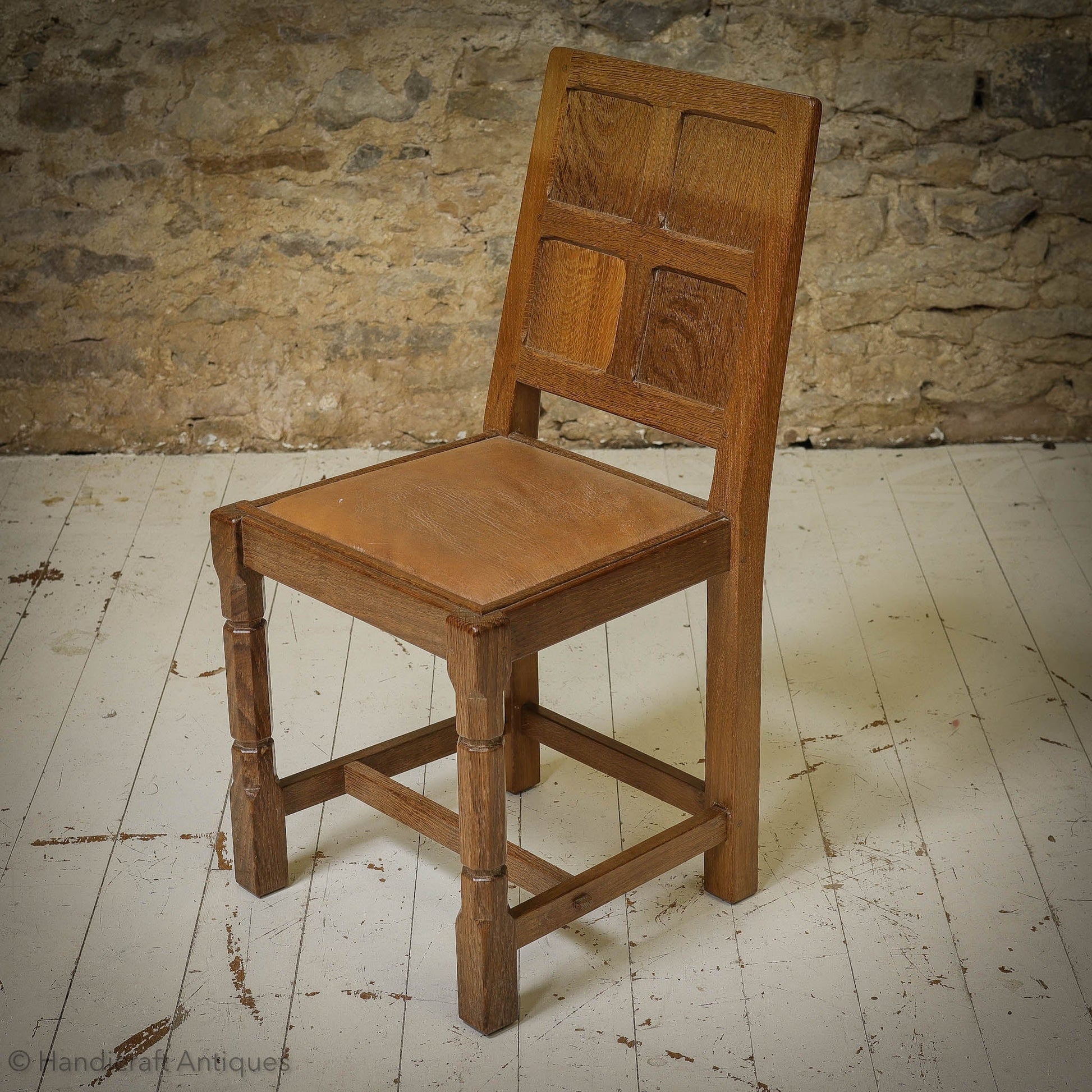 Set of 4 Sid Pollard [ex-Mouseman] Arts & Crafts Yorkshire School Oak Chairs