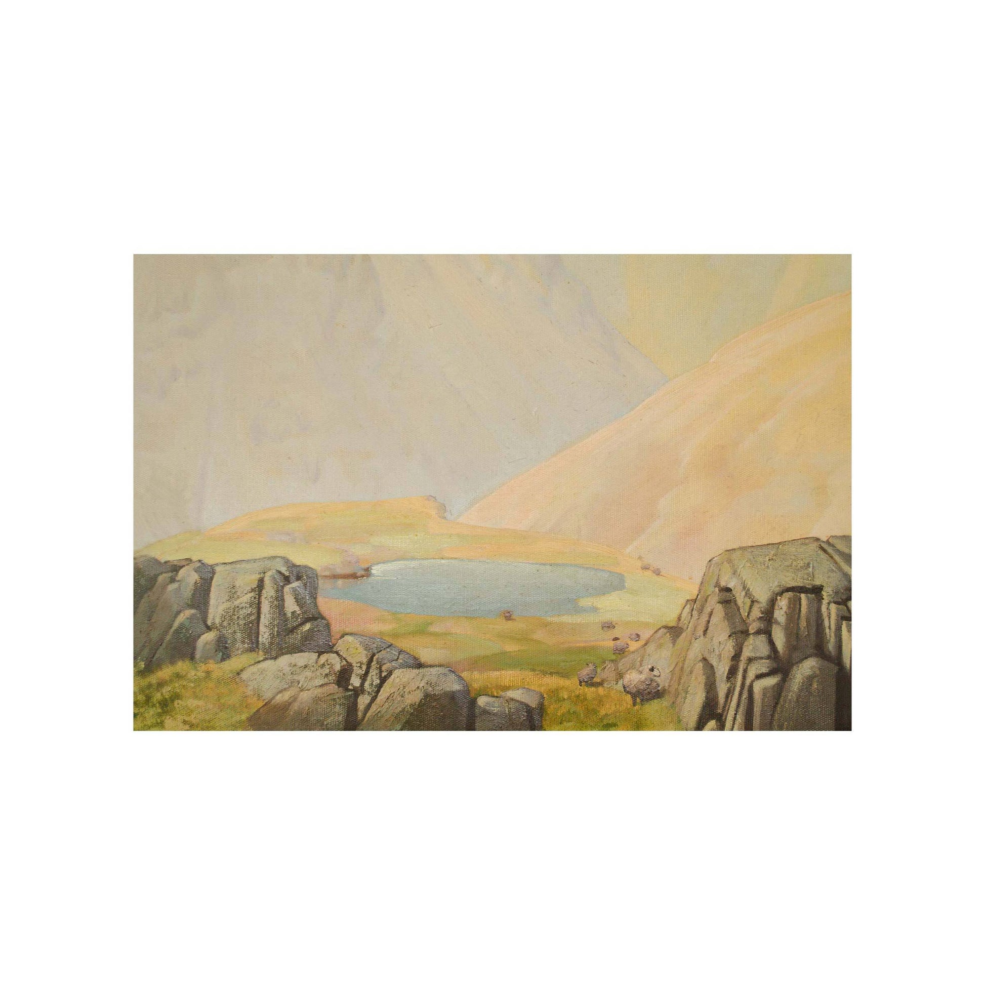 Delmar Banner Delmar Banner Large Oil Painting of Great Gable Lake District 1933 1933