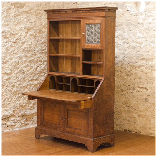 Liberty & Co Arts & Crafts English Oak Bureau Bookcase c. 1900