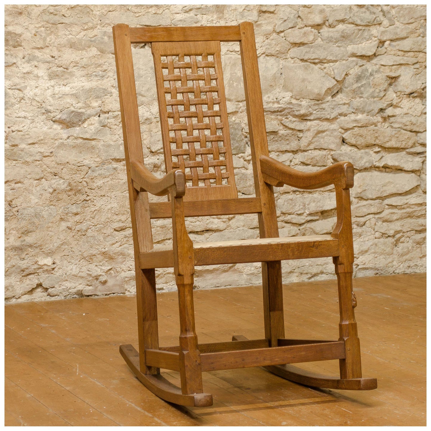 Peter Rabbitman Heap (Ex-Mouseman) Arts & Crafts Yorkshire School Oak Rocking Chair