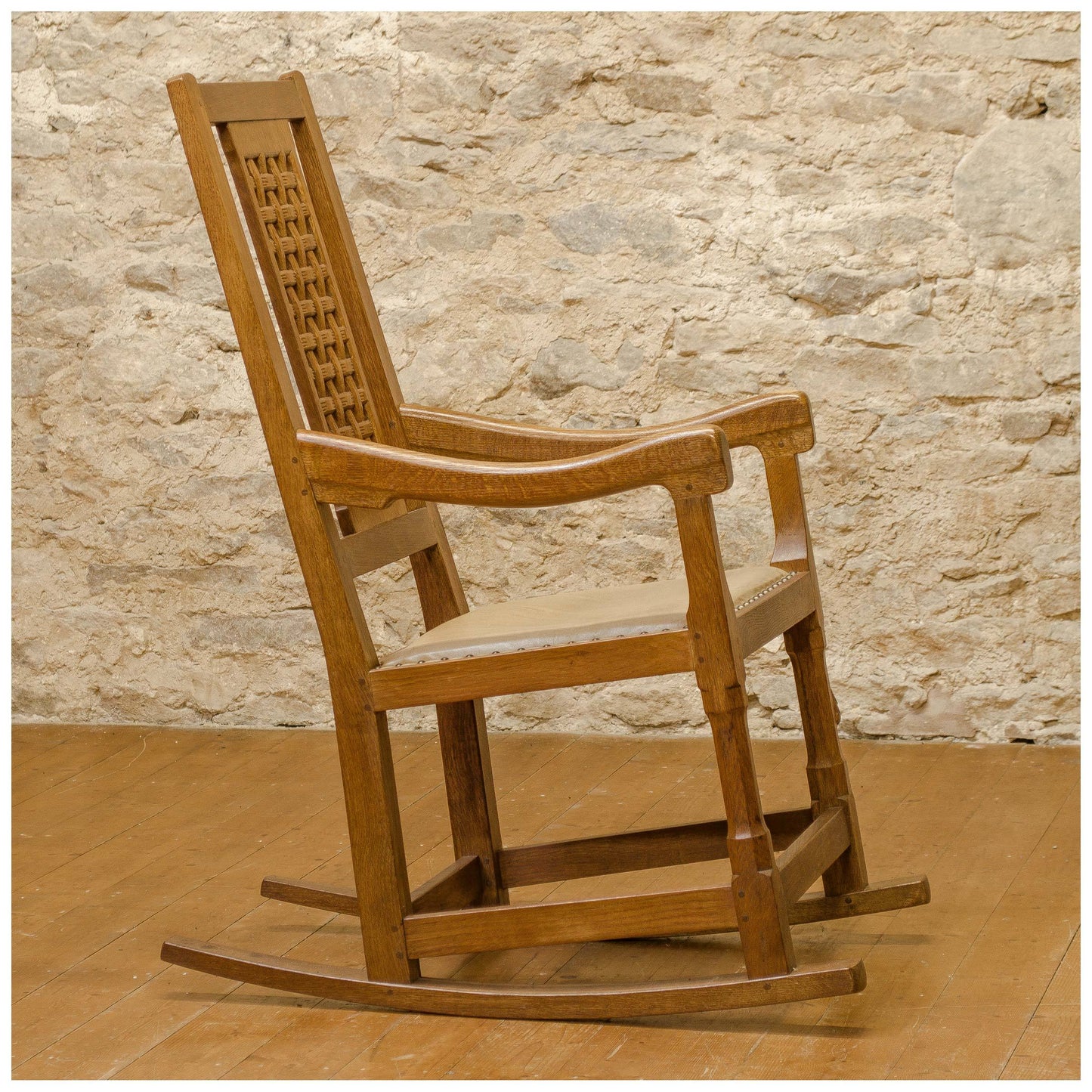 Peter Rabbitman Heap (Ex-Mouseman) Arts & Crafts Yorkshire School Oak Rocking Chair