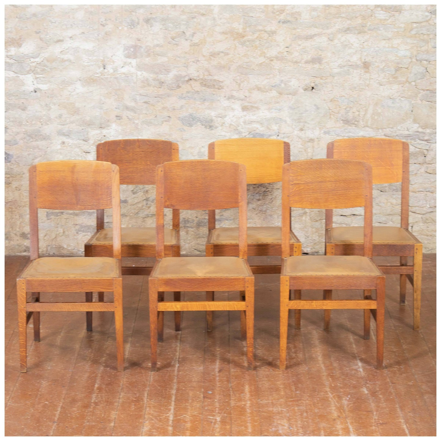 Robert Mouseman Thompson Arts & Crafts Yorkshire School English Oak Chairs