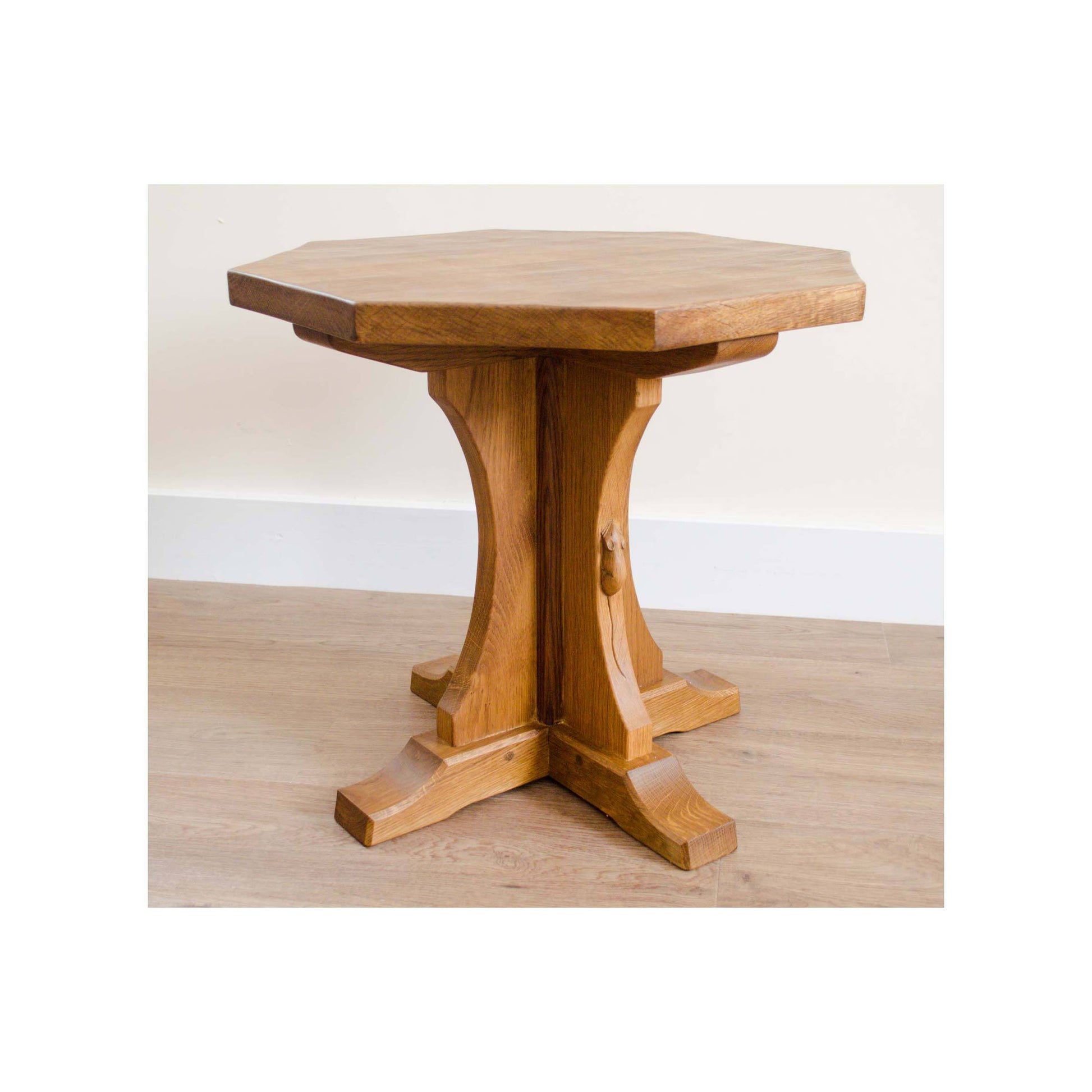 Robert 'Mouseman' Thompson Handmade Antique Solid Oak Octagonal Coffee Table